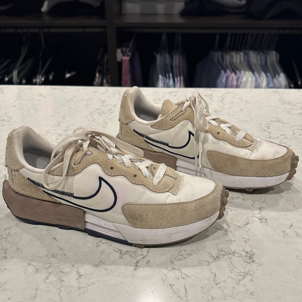 Nike White and Brown Athletic Shoes